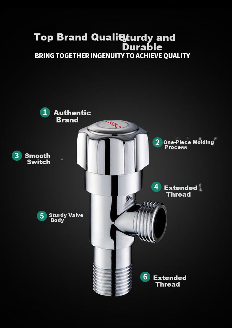Liansu Stainless Steel Angle Valve, Hot And Cold Water Compatible Brass Quick-Open Triangular Valve with Stop Valve, Eight-Shaped Inlet Valve, 1/2 Inch Toilet Angle Valve 3