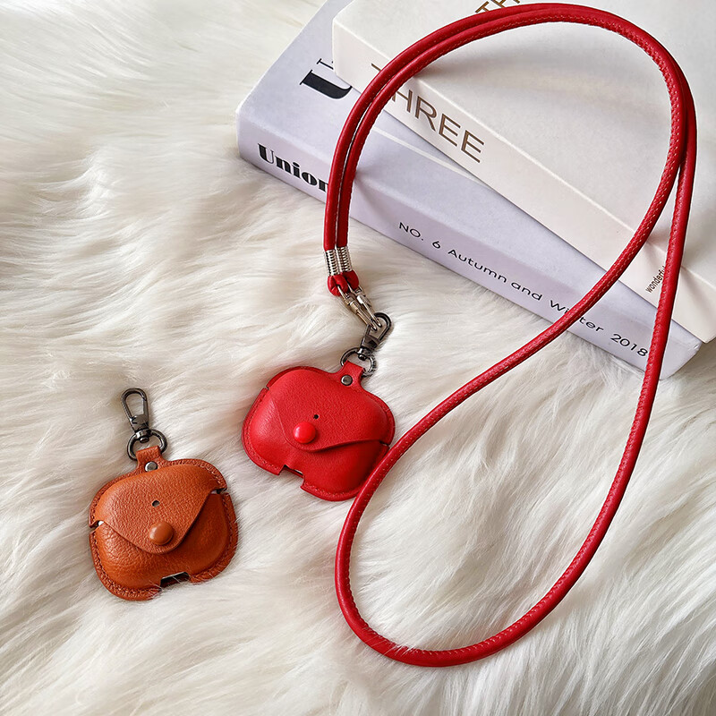 Shangsu Compatible with Apple AirPods 3 Earphone Case, AirPods 3 Third-Generation Earphone Shell, New Year's Style Cross-Strap Cord, Leather Retro Anti-Drop Soft Case for Men And Women, China Red 1