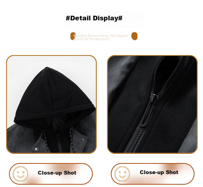 POUM Faux Two-Piece Hooded Jacket for Men, Spring And Autumn Style, Trendy Cool Casual Jacket BL0660 Black M 16