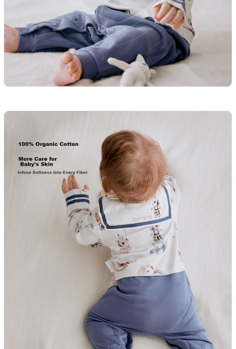 OAK FAMILY Spring And Autumn Newborn Front-Opening Bodysuit, Pure Cotton Baby Romper, Infant Clothing, Little Prince, Size 59 4