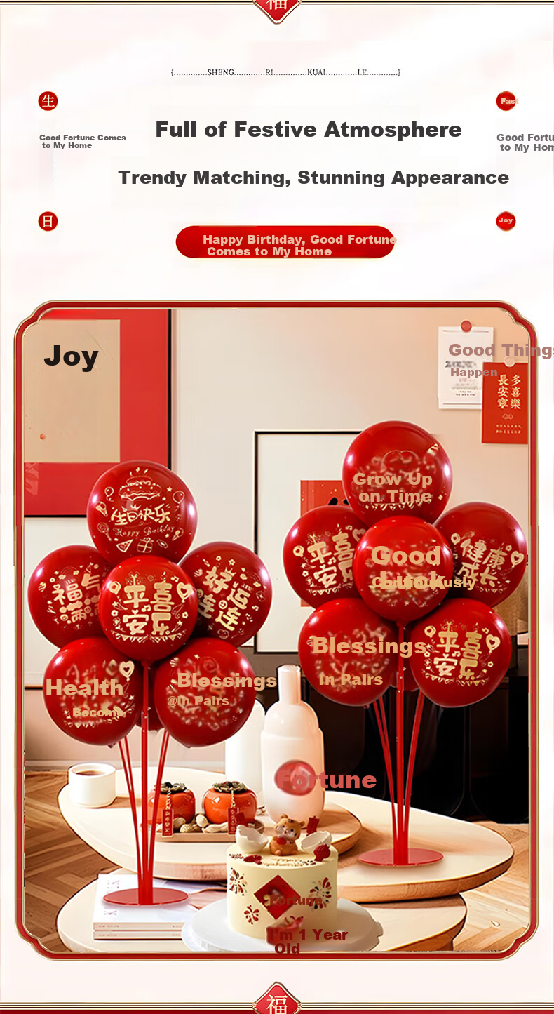 Duomeiyi Birthday Scene Decoration Balloons, Birthday Decorations for Adults And Children, Boys And Girls, First Birthday Celebration, Happy Table Decorations 4