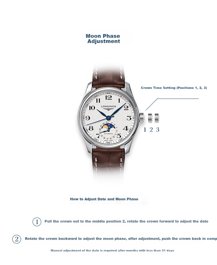 LONGINES Swiss Watch, Master Collection Moonphase Wristwatch, Men's Steel Strap Mechanical Watch L29194786 6
