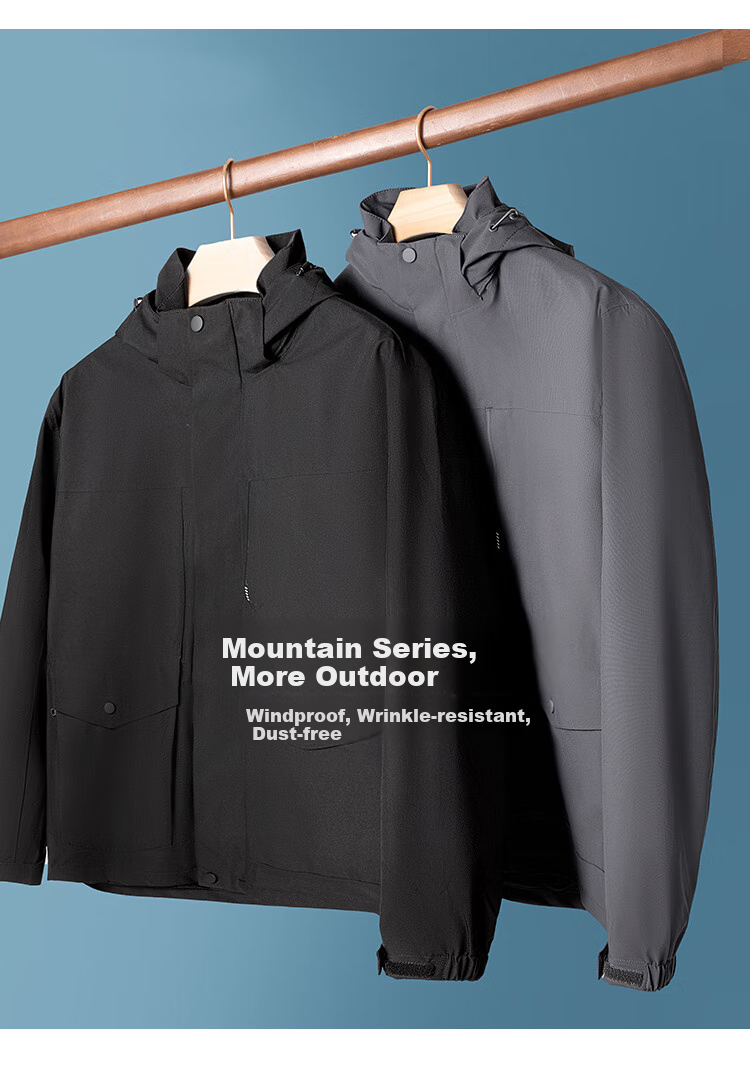 FIRS Hooded Jacket for Men And Women, Autumn Mountain-Style Outdoor Sports Windproof Wrinkle-Resistant Wear-Resistant Breathable Simple Slim Casual Coat 1