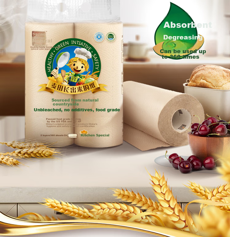 Quanlinbense Kitchen Paper Towels, 180 Sheets * 10 Rolls, Toilet Paper Rolls, Oil-Absorbing, Water-Absorbing, Food-Contact Cleaning, Stain-Removing, Gentle on Hands 2