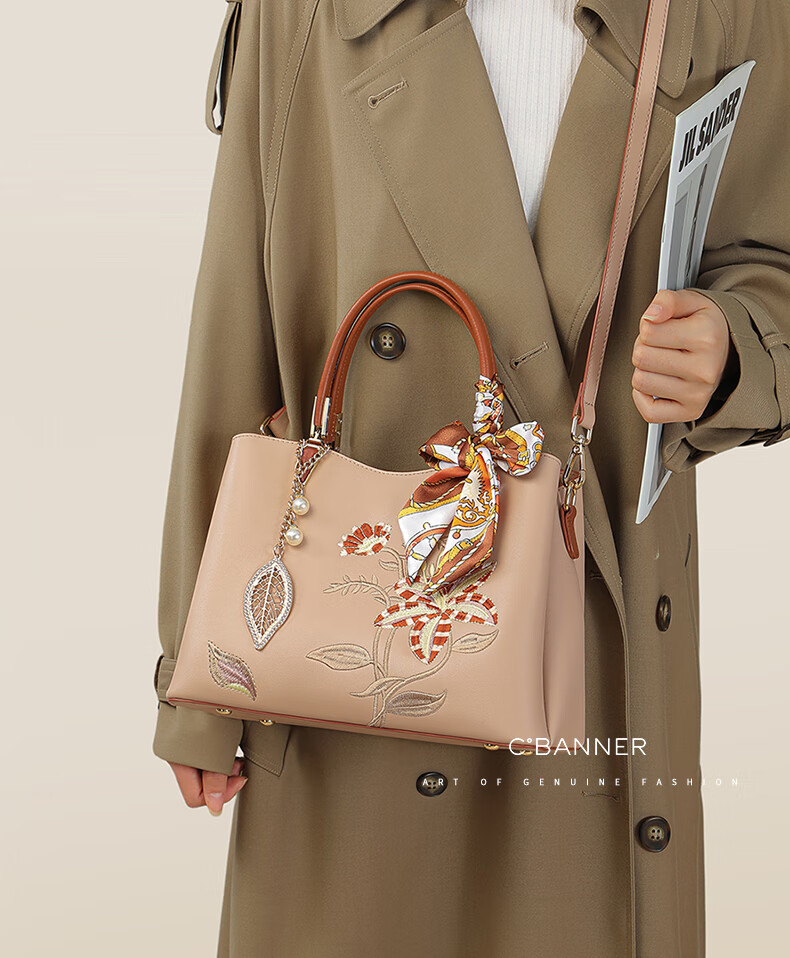 C.BANNER Leather Large Capacity Crossbody Shoulder Handbag Lightweight Luxury Gift for Women Girlfriend Birthday New Year 1