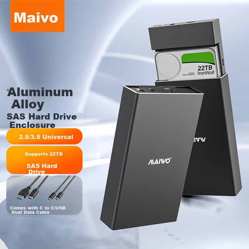 MAIWO K3527SAS SAS/SATA External Hard Drive Enclosure, Compatible with 2.5/3.5-Inch Mechanical And Solid State Drives, for Desktop And Laptop Hard Disks