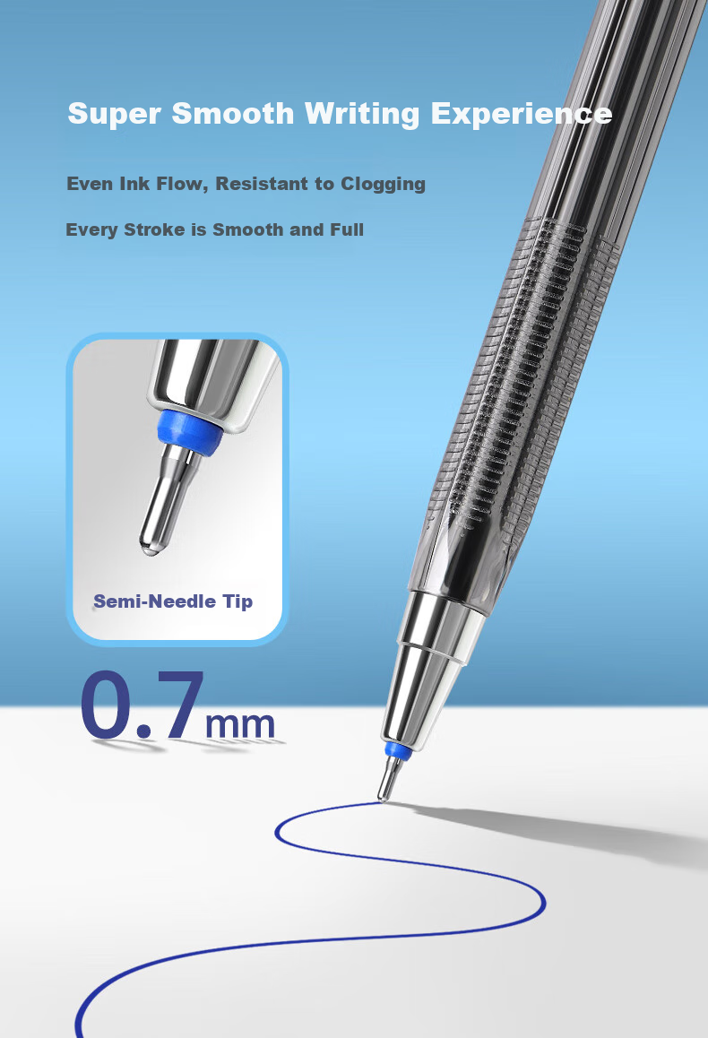 BAOKE B79 Ballpoint Pen, Medium Oil Pen, 0.7mm Semi-Needle Tip, for Students And Office Use, Original Pen, Bill Pen, Black, 12 Pens/box 3