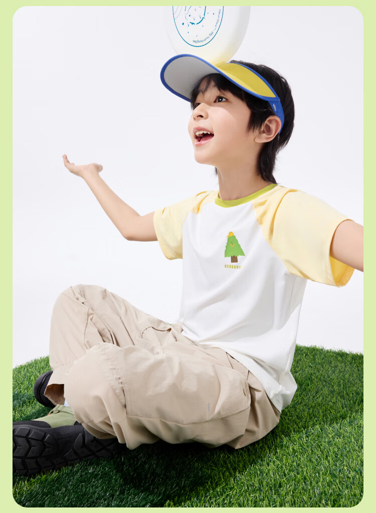 Beneunder Children's Short-Sleeve Cotton-Feel Quick-Dry Sports T-Shirt for Boys And Girls DR992 Cherry Pink - Frost Milk White 130 4