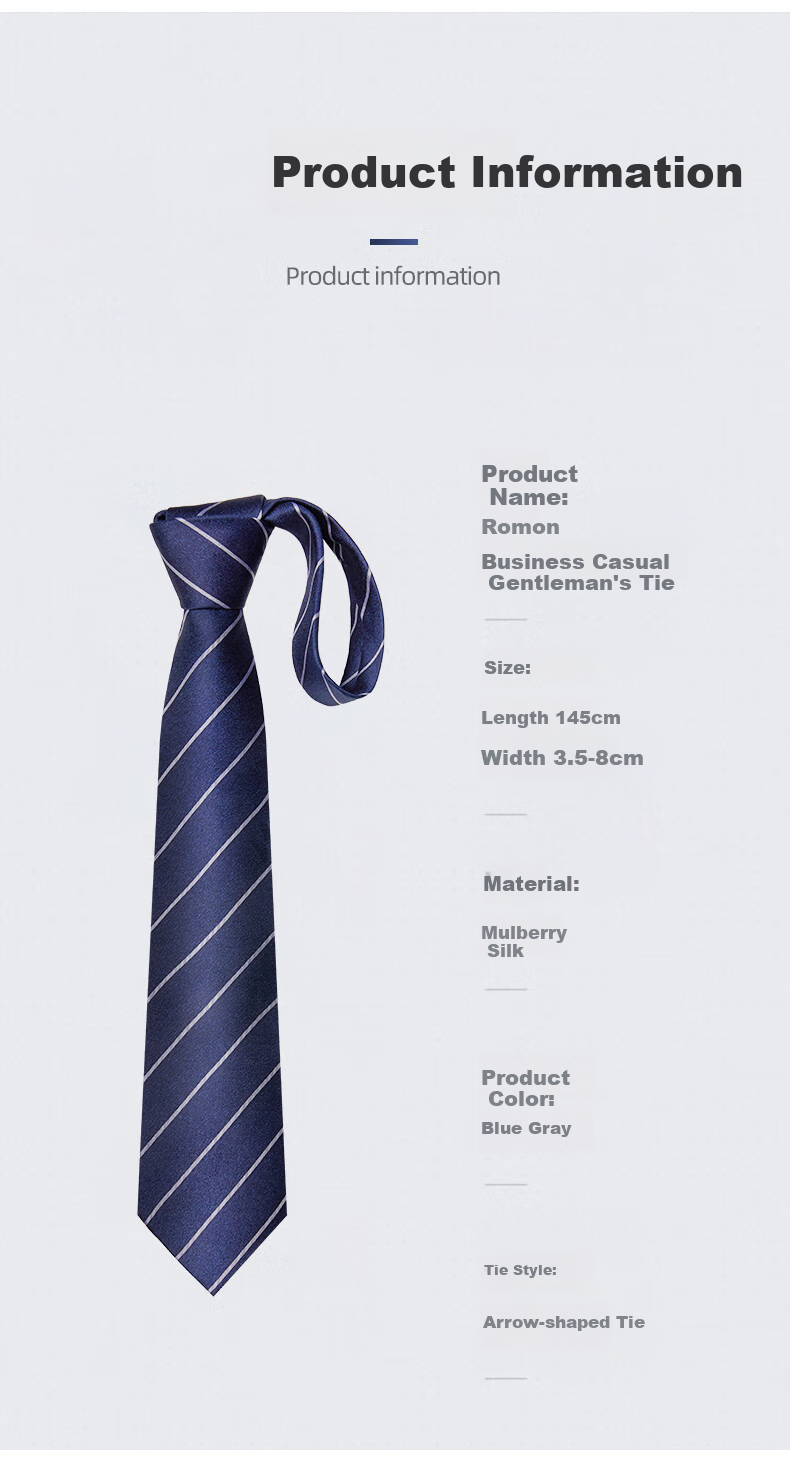 Luomeng Silk Tie for Men, Business Formal Wear, Striped Versatile Style, Suitable for Interviews, Work, Weddings, 8cm Hand-Tied, Gift Box Packaging 2