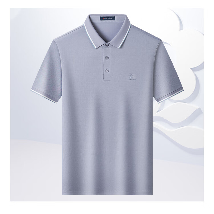 MONTAGUT Summer Men's Polo Shirt Short Sleeve 5A Antibacterial Cloud-Sense Breathable Middle-Aged Business Casual T-Shirt Taro Purple M/48 10