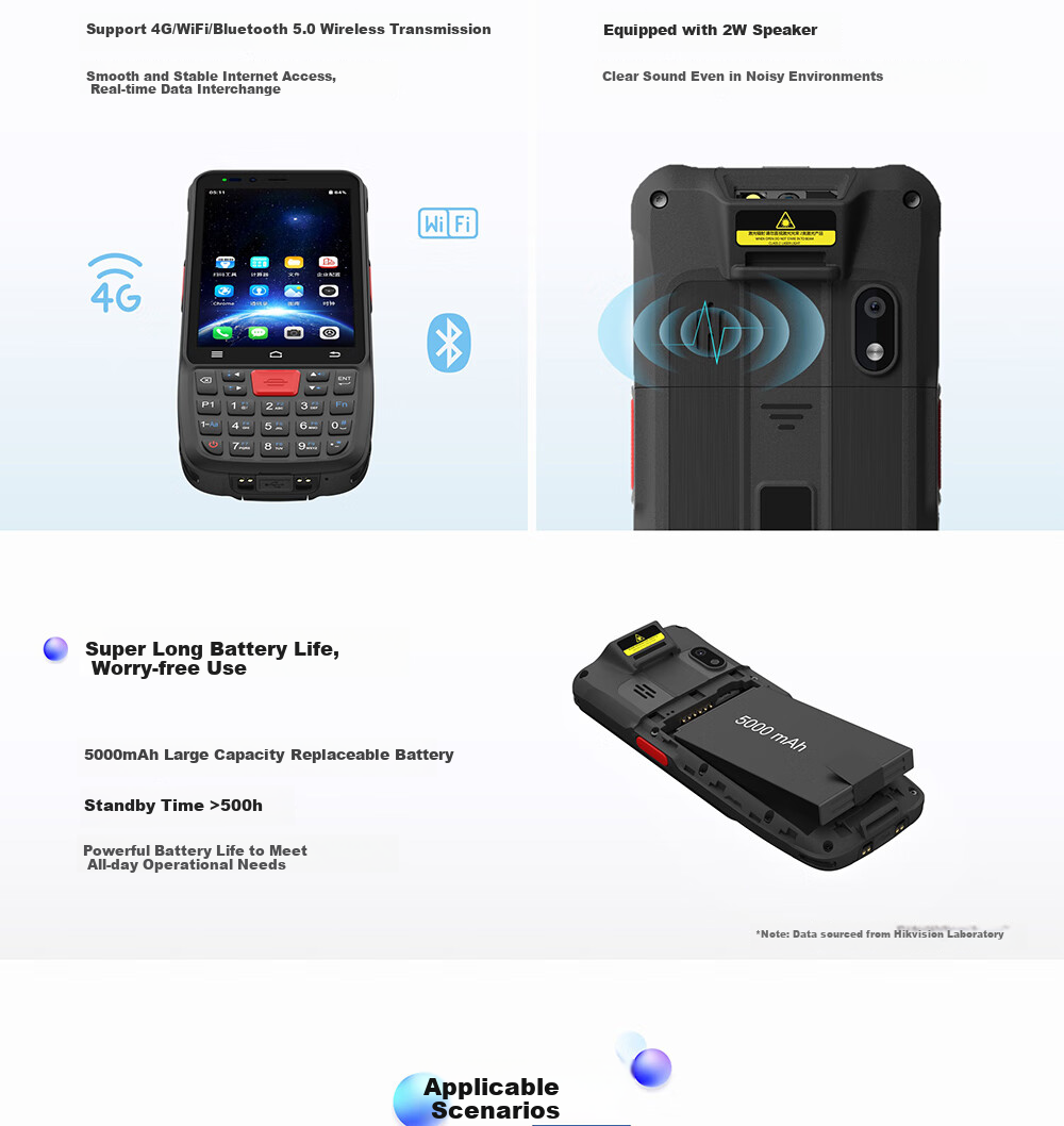 HIKVISION KC42 Handheld Terminal with Slanted Head PDA, Data Collector, AI Algorithm, Barcode Scanner, RF Gun, ERP Warehouse Inventory Machine, Android Industrial Smartphone Scanner 3