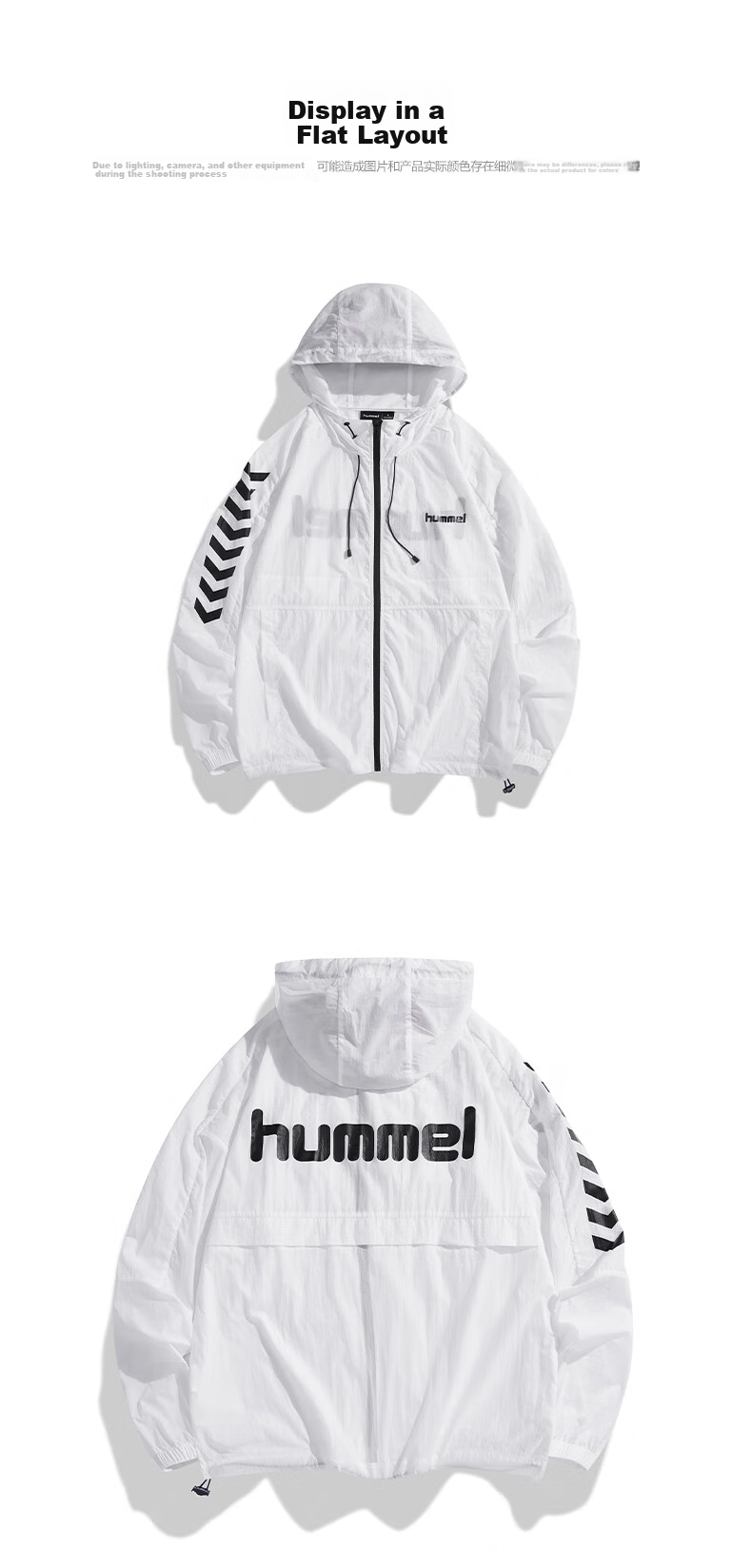 Hummel Spring And Summer Lightweight Jacket for Men And Women, Couple's Matching Hooded Sun Protection Clothing, Casual Outdoor Jacket, White, Size S 17