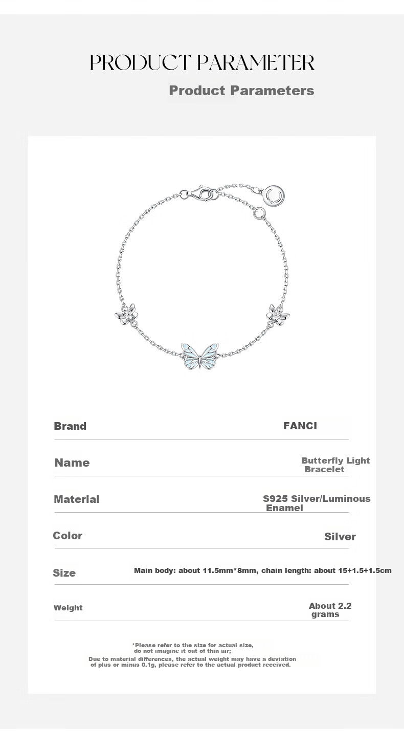 Fanci Butterfly Glow Bracelet for Women, Silver Luminous Night Light Birthday Anniversary Gift for Girlfriend 3