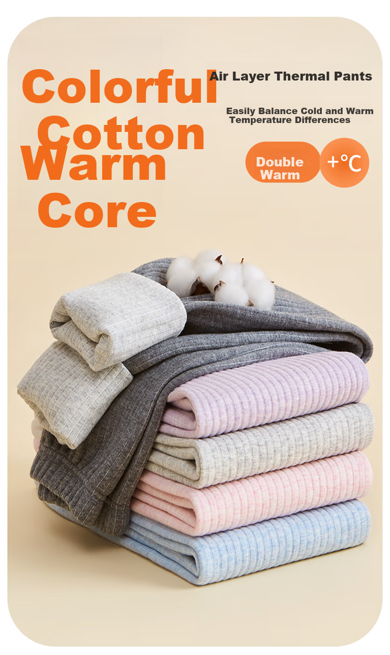 Hengyuanxiang Children's Thermal Pants, Boys And Girls Padded Thickened Autumn Pants, for Older Children And Teenagers, Three-Layer Padded Inner Wear Sleepwear 1