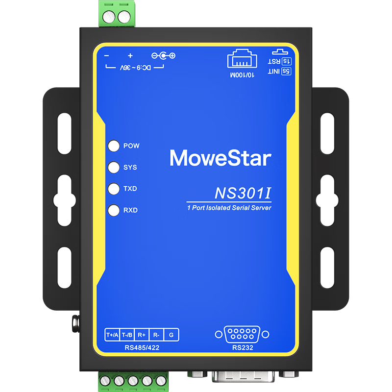 MoweStar Serial Server Isolated RS232/422/485 to Ethernet TCP/IP Networking Module Serial 485 to RJ45 Modbus Gateway NS301I
