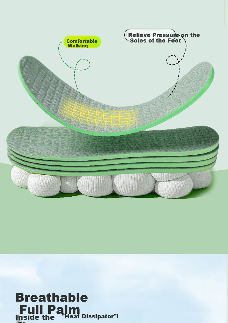 FOOTOPPO Odor-Resistant Insoles for Men, Soft And Elastic for Long-Standing, Summer Sports Shock-Absorbing, Sweat-Wicking Breathable Military Training Leather Shoes Insoles for Summer 11