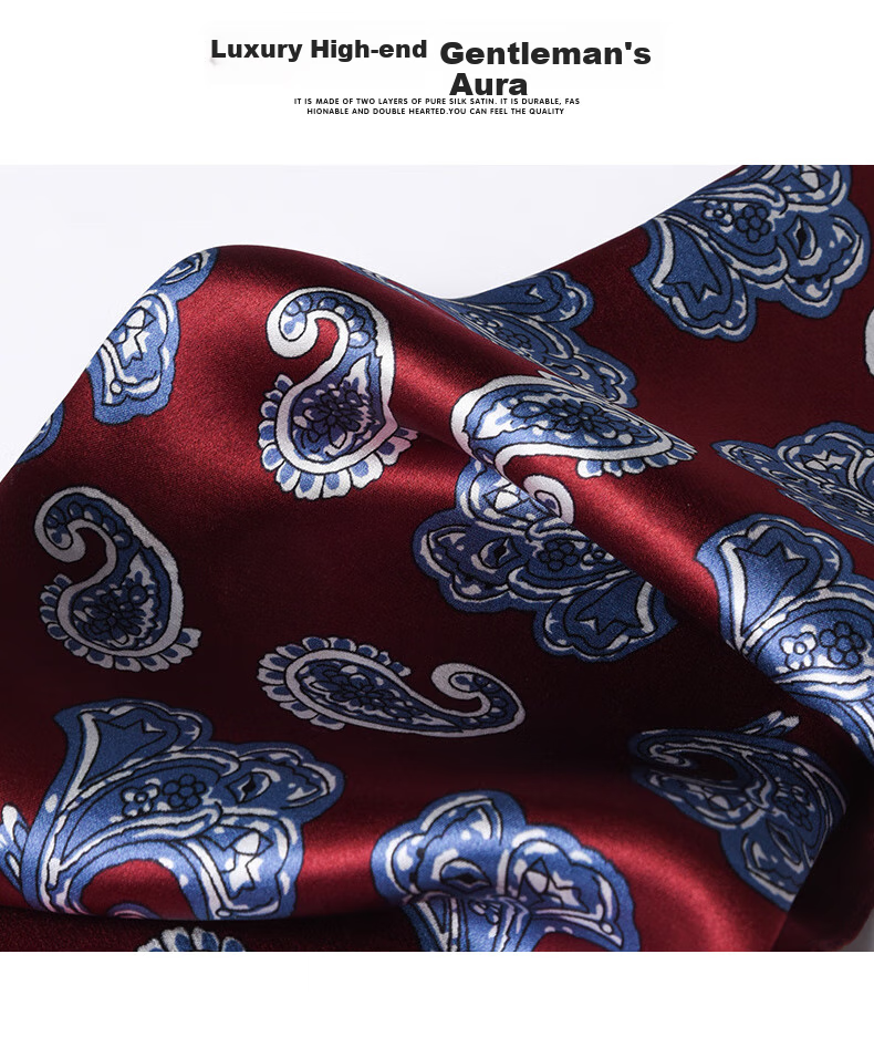 Hangsifu Silk Scarf, Neck Protection Mulberry Silk Small Square Scarf, Business Necktie, Birthday And Holiday Gift for Dad Or Husband, Gray-Orange 12