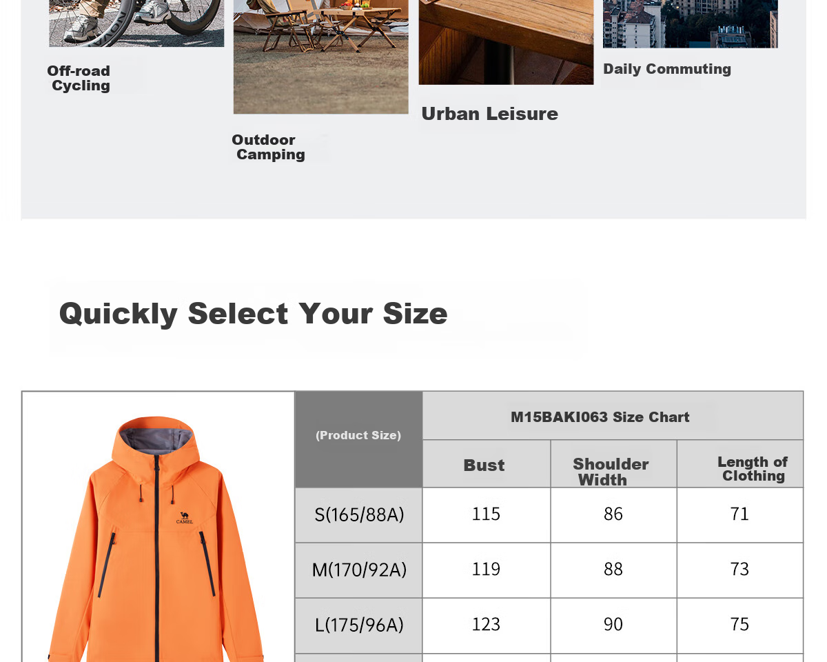 CAMEL Outdoor Jacket 2.0, Men's And Women's Mountain Hiking Wear, Windproof And Water-Resistant Travel Coat, M15BAKI063 21