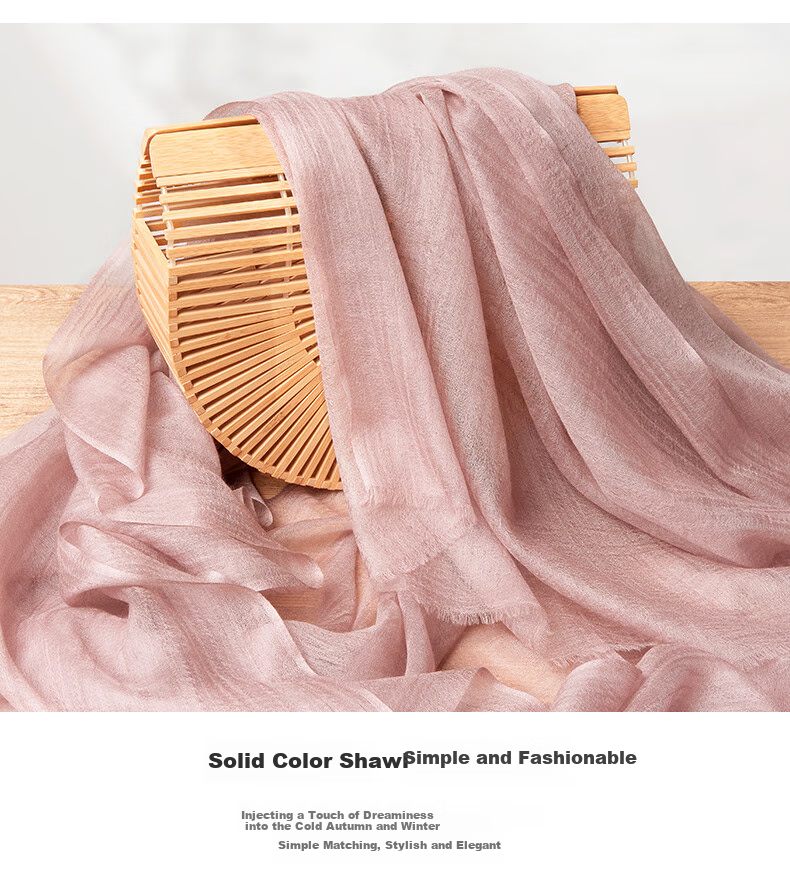 Zhijinlou Thin 100% Cashmere Scarf, Skin-Friendly Comfortable Fashionable Gift Shawl, Solid Color Simple Versatile Neck Wrap Birthday Present 20