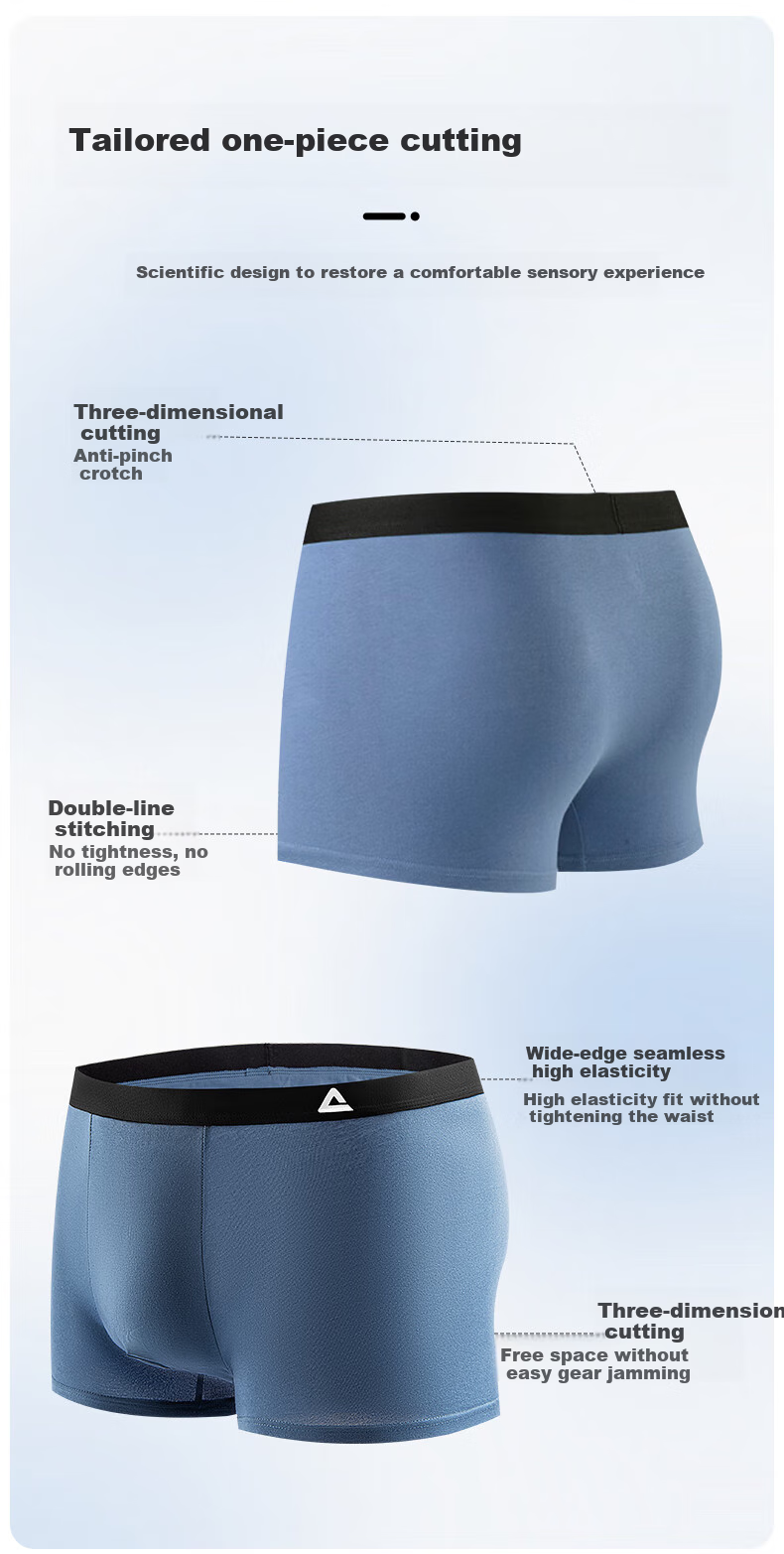 PEAK Men's Underwear, Youth Sports Underwear, Pure Cotton Boxer Briefs, 7A Antibacterial Men's Shorts, Square-Cut Underpants, Size L 7