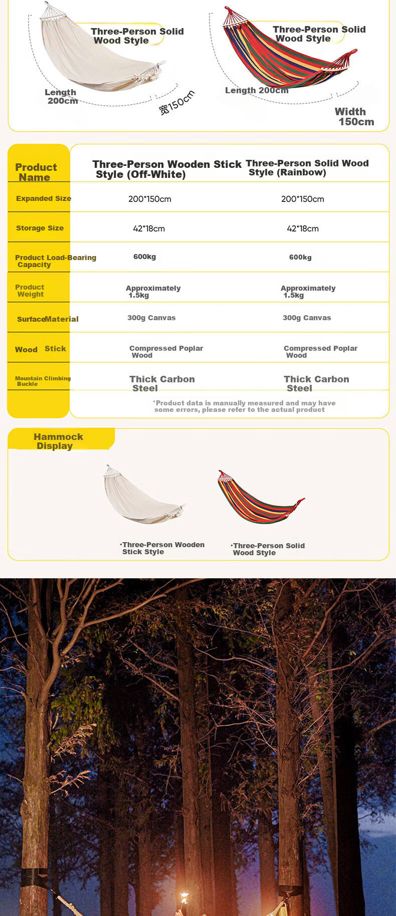 The Primitive Outdoor Adult Thickened Hammock Swing Chair, Anti-Rollover Hanging Bed, Garden Camping Equipment 9