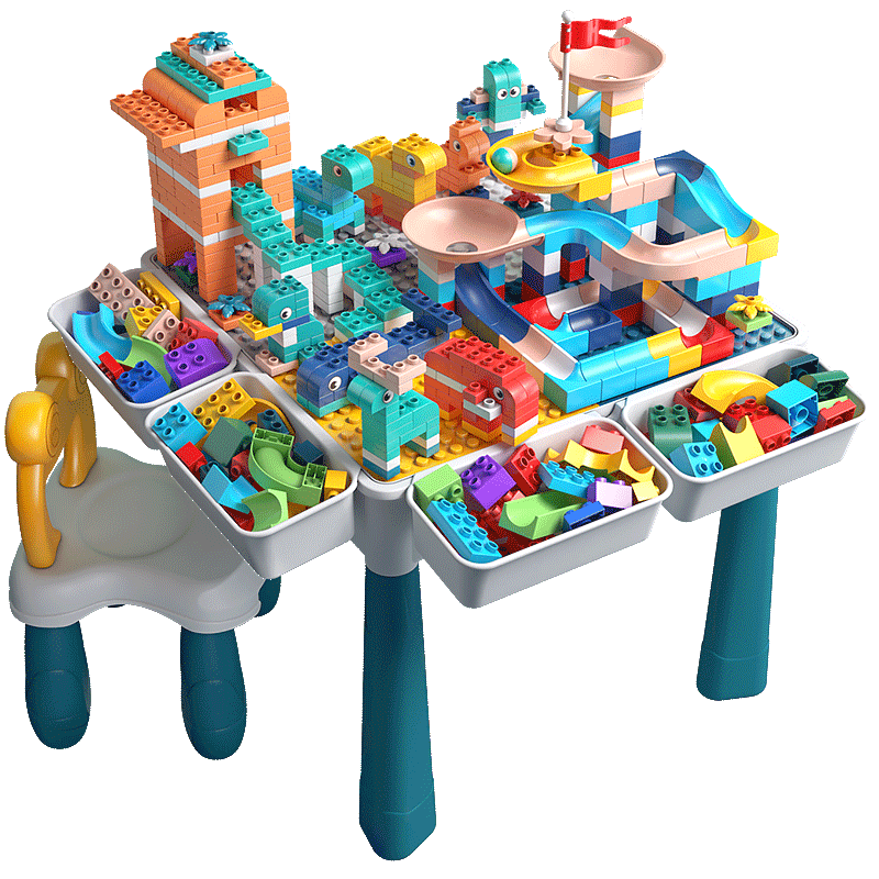 Xingyayoupin Building Block Table with Large Particles, Educational Toy for Boys And Girls, Assembly Puzzle Dining Table, Birthday Gift for Ages 1-3