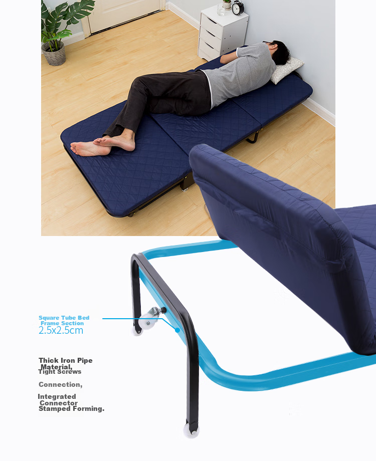 Ourunzhe Folding Bed, Foldable Single Office Nap Bed, Lounge Chair, Accompanying Care Bed, Outdoor Simple Bed, 76cm Thickened Foam 2