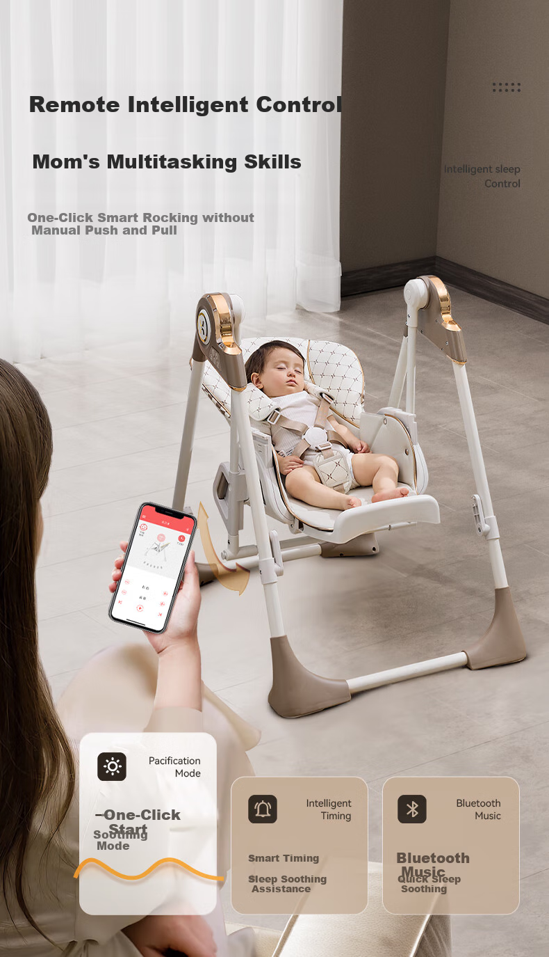 Hakada Baby High Chair And Rocker Combo, Foldable Children's Seat, No Assembly Required, Smart Soothing, Scientific Spine Protectio 3