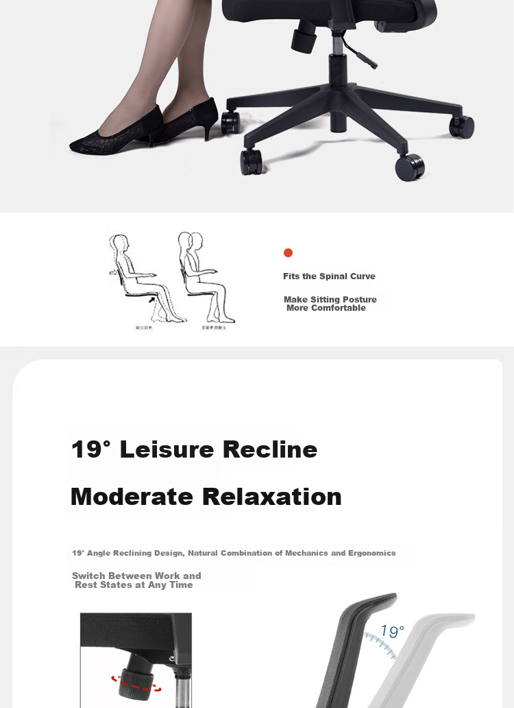 AURORA CELA02 Office Chair, Computer Chair, Ergonomic Chair, Breathable Chair, Home Swivel Chair, Height Adjustable Seat 3