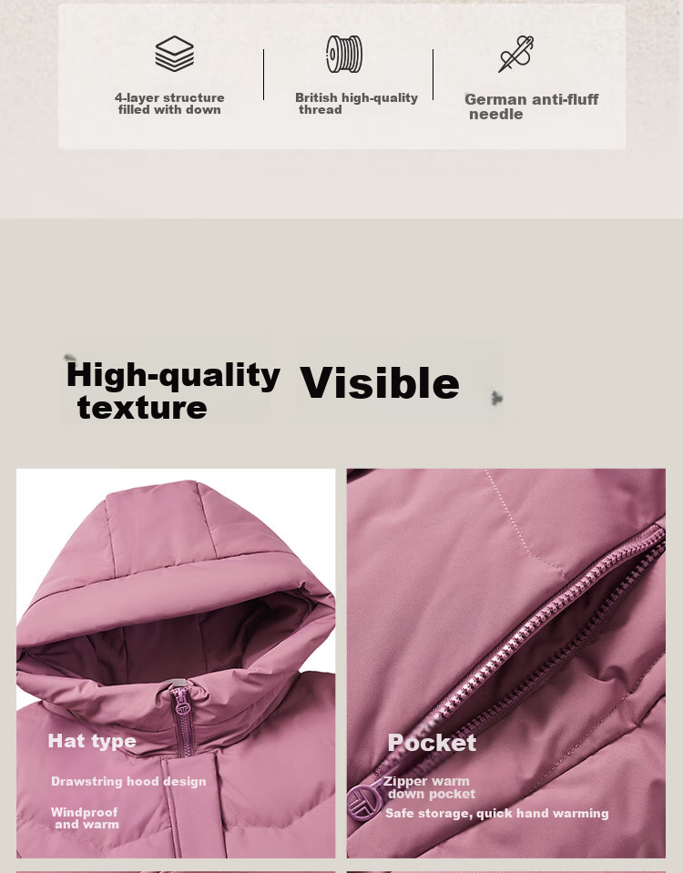 Tanboer Mid-Length Comfortable Thickened Warm Down Jacket for Middle-Aged and Elderly Women 510506Z Jinluo Red Size 170 10