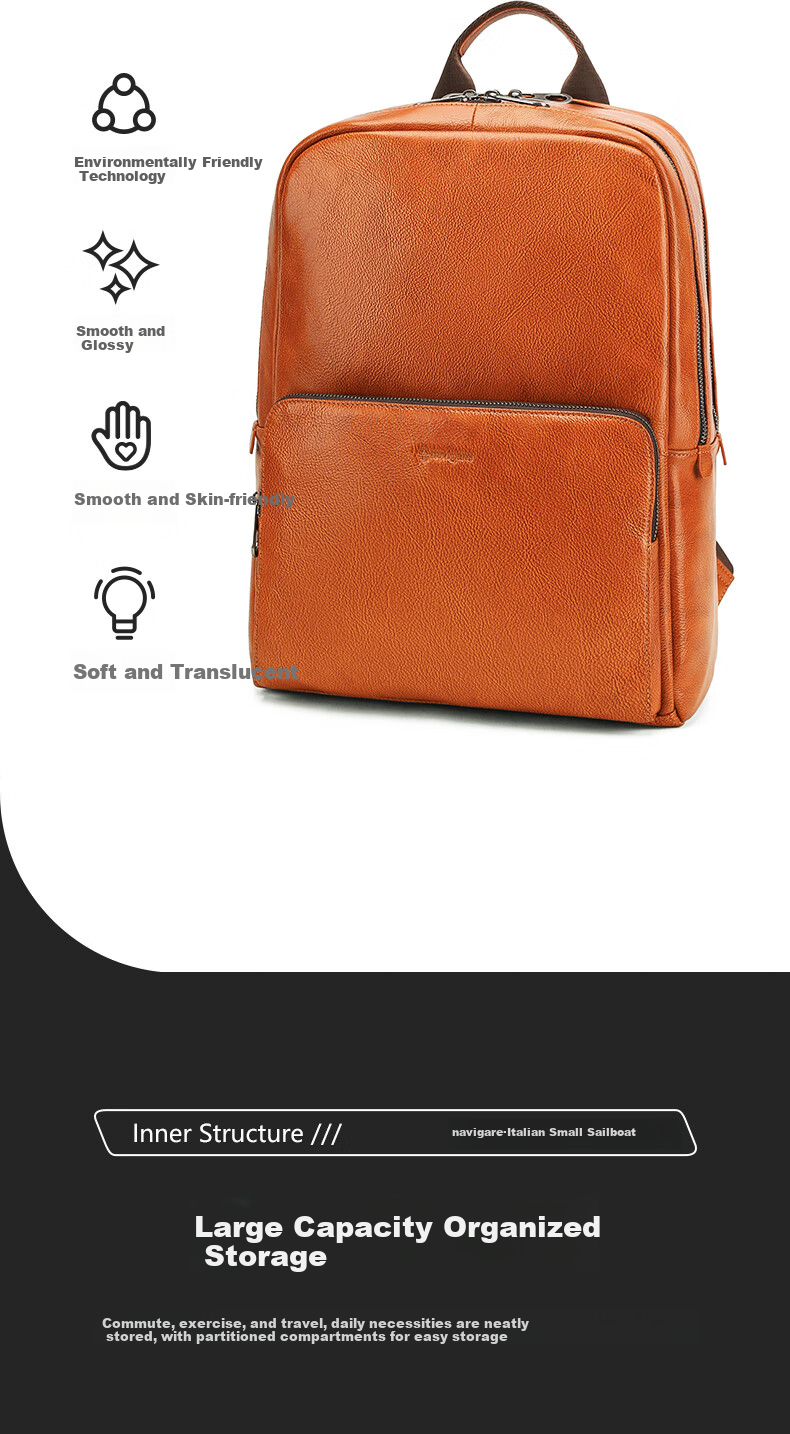 Navigare Italian Small Sailboat Backpack, Men's Laptop Bag, Travel Business Leather Backpack for Men, Gift for Birthday 4