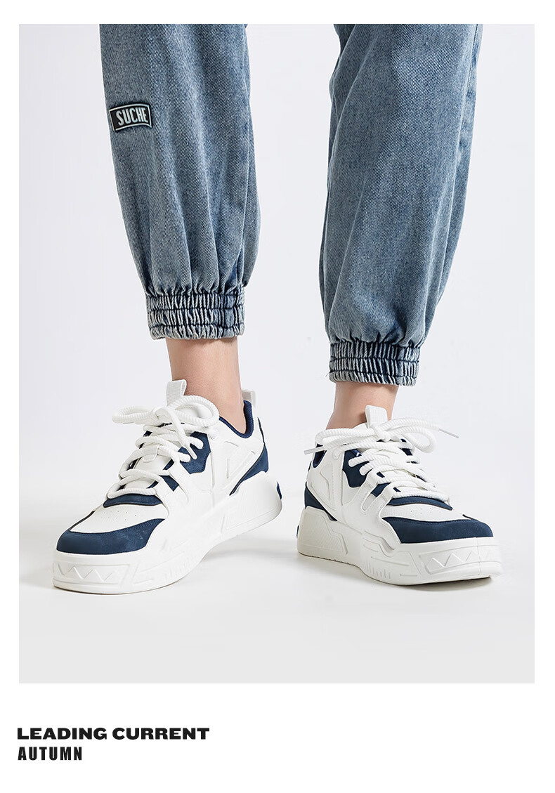Huili Official Canvas Shoes for Men, Spring And Autumn Style Breathable Shoes, Lightweight Versatile White Sneakers, Sports Casual Shoes, White And Navy Blue, Size 39 8
