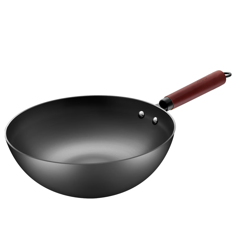 ASD Wok, Uncoated Cast Iron Pan, Rust-Resistant, Stir-Fry Pan without Lid, 30cm, Suitable for Gas And Induction Cooktops, Heatable, CF30J2WJ
