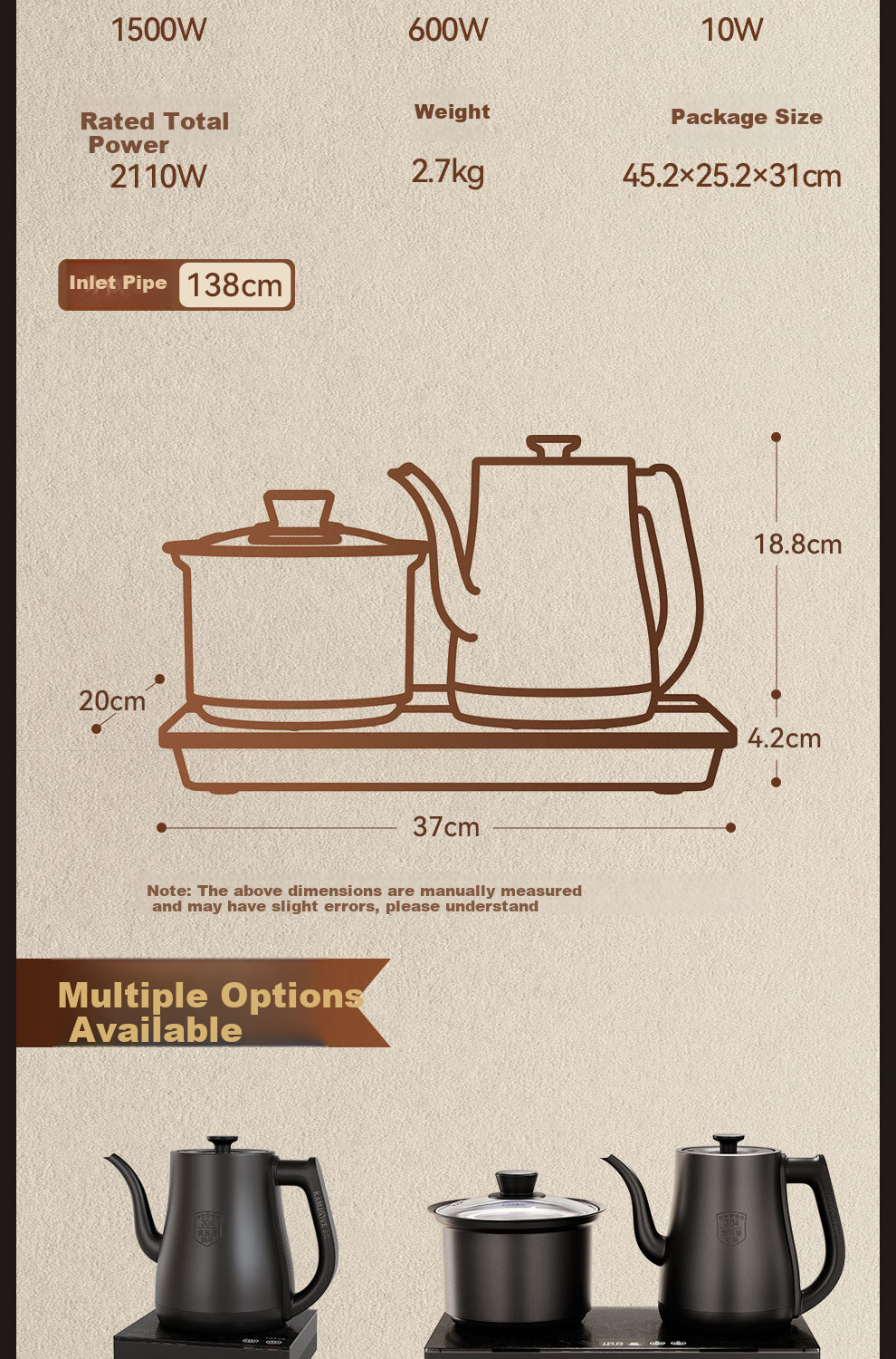 KAMJOVE Electric Automatic Water Boiling Kettle Dual Kettle Constant Temperature Tea Set Tea Table Integrated Brewing Kettle V88A 19