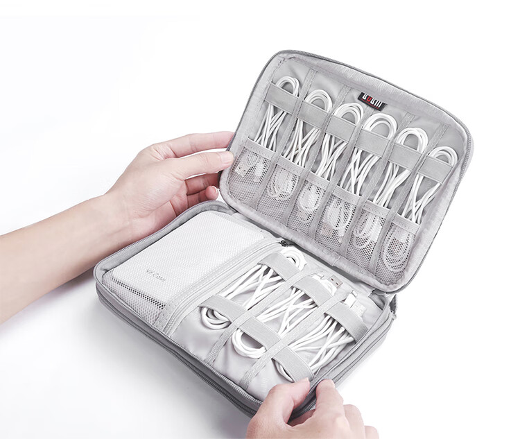 BUBM Earphone Data Cable Storage Pouch, Digital Accessory Organizer, Charger Case, Hard Drive USB Flash Drive Travel Portable Organizer Bag Accessory Pouch, Single Layer Mini, Gray 12