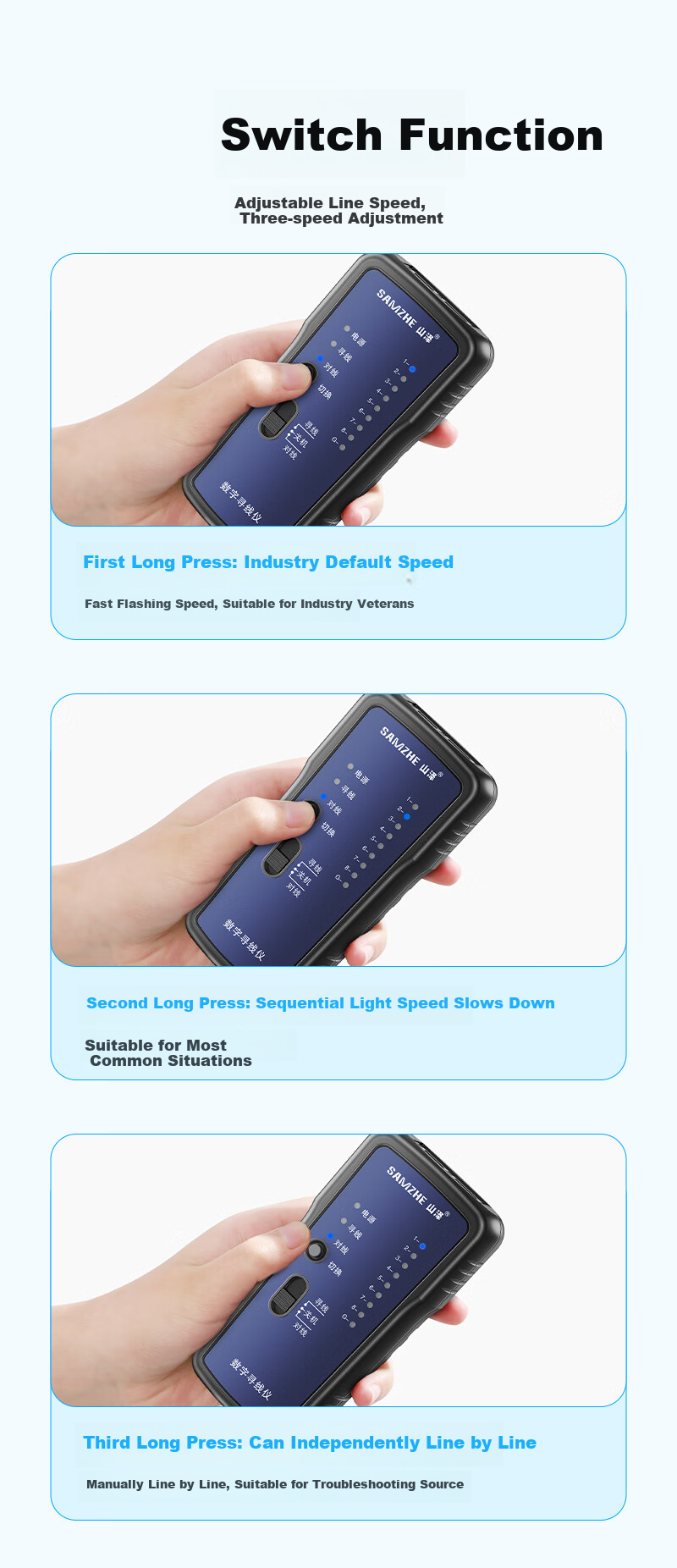 SAMZHE Network Cable Tester, Multifunctional Network/phone Line Tester, Intelligent Detection Instrument for Network RJ45 Connectors And Telephone Lines for Engineering/home Use, Red, XCS-03 8
