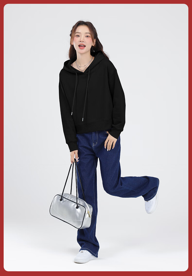 MJ STYLE Short Hoodie for Women, Spring And Autumn 2026, Loose Casual Versatile Heightening Slimming Top, Sweet Style for Petite Figures 18