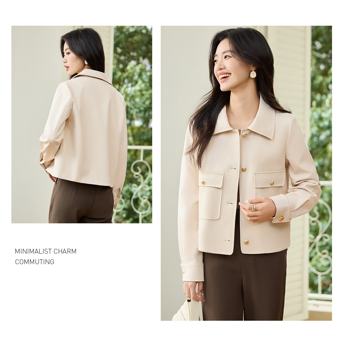 Taxiang Vintage PU Leather Jacket for Women, Petite Size Motorcycle Jacket, High-End Casual Outerwear T51D026 10