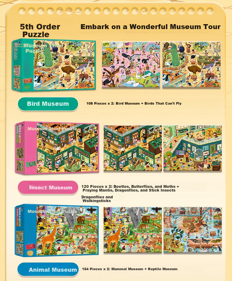 BANGSON Advanced Puzzle for Ages 6-10, Large Paper Pieces Children's Toy, Gift for Boys And Girls, Animal Museum Theme 3