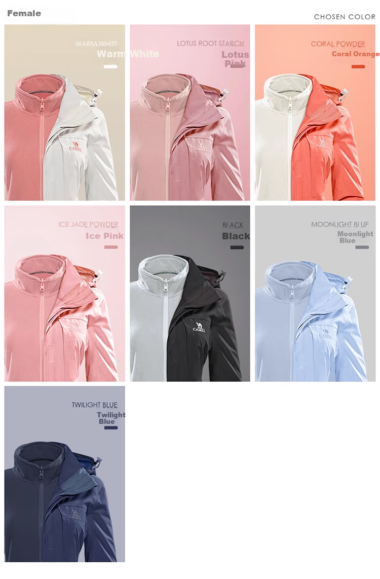 CAMEL Outdoor Jacket, Three-In Fleece-Lined Thickened Waterproof Couple's Coat, Mountaineering Clothing, A9W114120-1 14