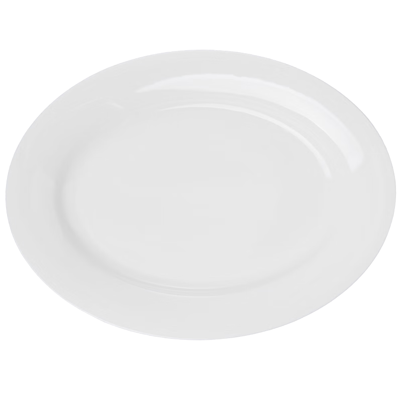 Youlaifu Ceramic Fish Steaming Plate White Porcelain 12-Inch Pure White Western Style Dumpling Plate for Home and Commercial Use