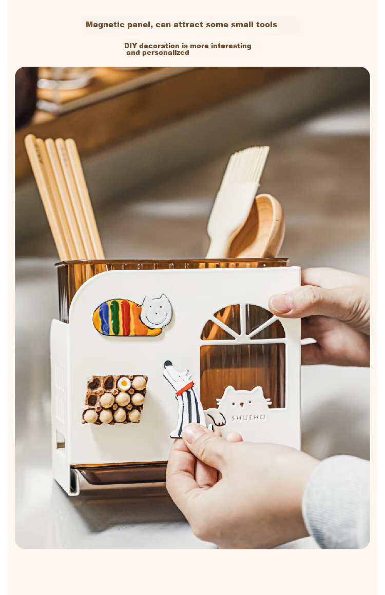 Shuke, Chubby Orange Chopstick Holder Storage Box, High-End New Design for Home Use, Wall-Mounted Kitchen Utensil Organizer with Draining Functio 13