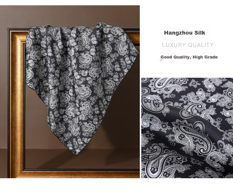 Hangsifu Silk Scarf, Square Scarf, Neck Warmer, Business Casual Tie, Gift for Husband Or Father on Birthday Or Holiday, Brow 18
