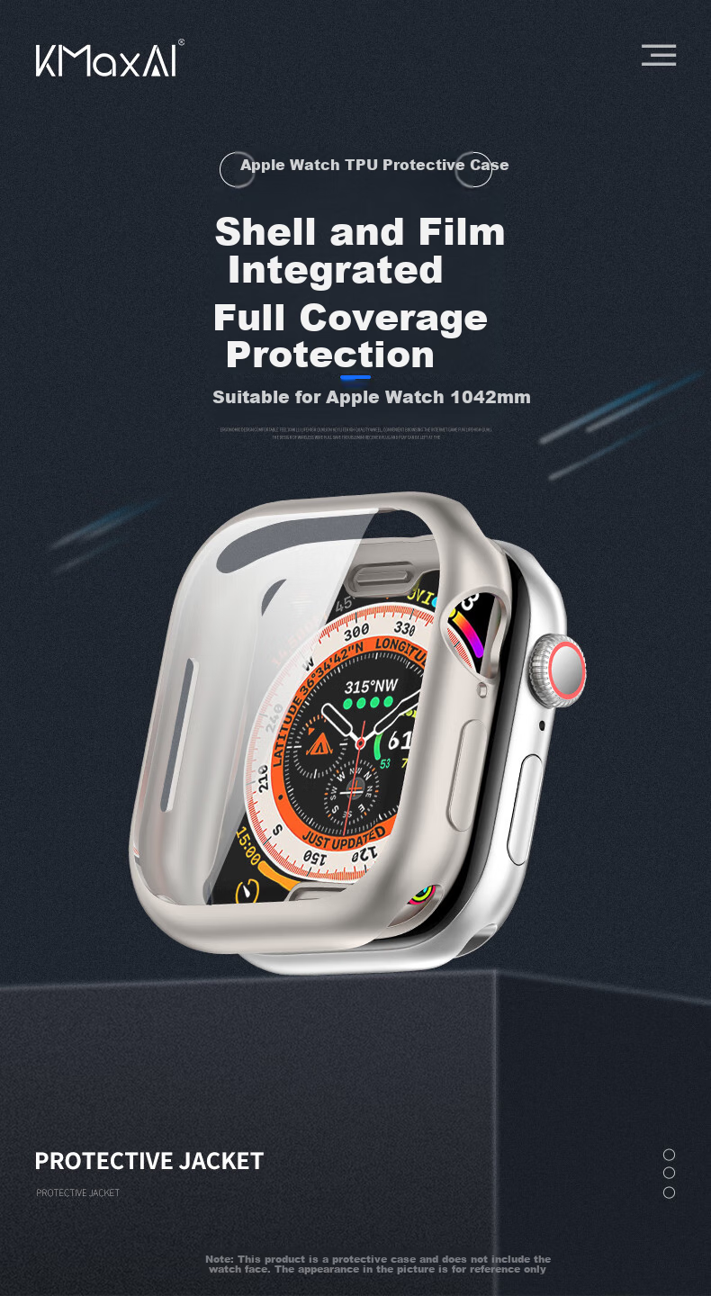 KMaxAI Compatible Apple Watch S11 Protective Case + Screen Protector, Integrated Film for Apple Watch S10, IWatch S11 Protective Cover, 42mm Small Dial, Transparent 1