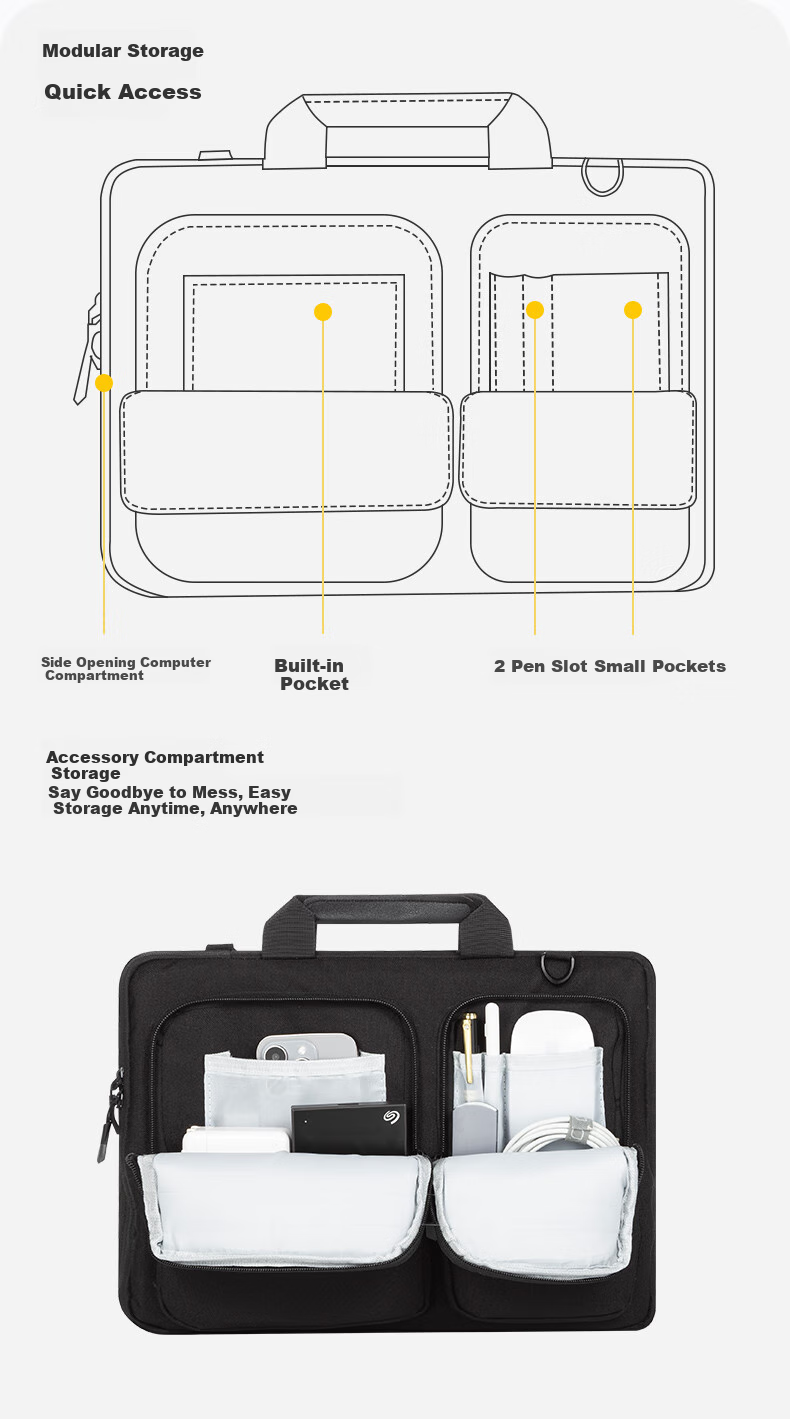 WOMT Inkless Laptop Bag, Handheld, Suitable for 13/14-Inch Laptops, Compatible with Apple, Huawei MateBook, Lenovo Xiaoxin, HP, ASUS, Xiaomi, Business Briefcase for Men And Wome 4