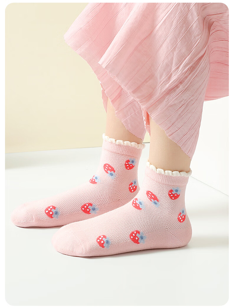 LangSha Children's Socks, Girls' Thin Spring And Summer Mid-Calf Socks, Mesh Breathable, for Older Girls, Students' Short Socks, 6 Pairs 3