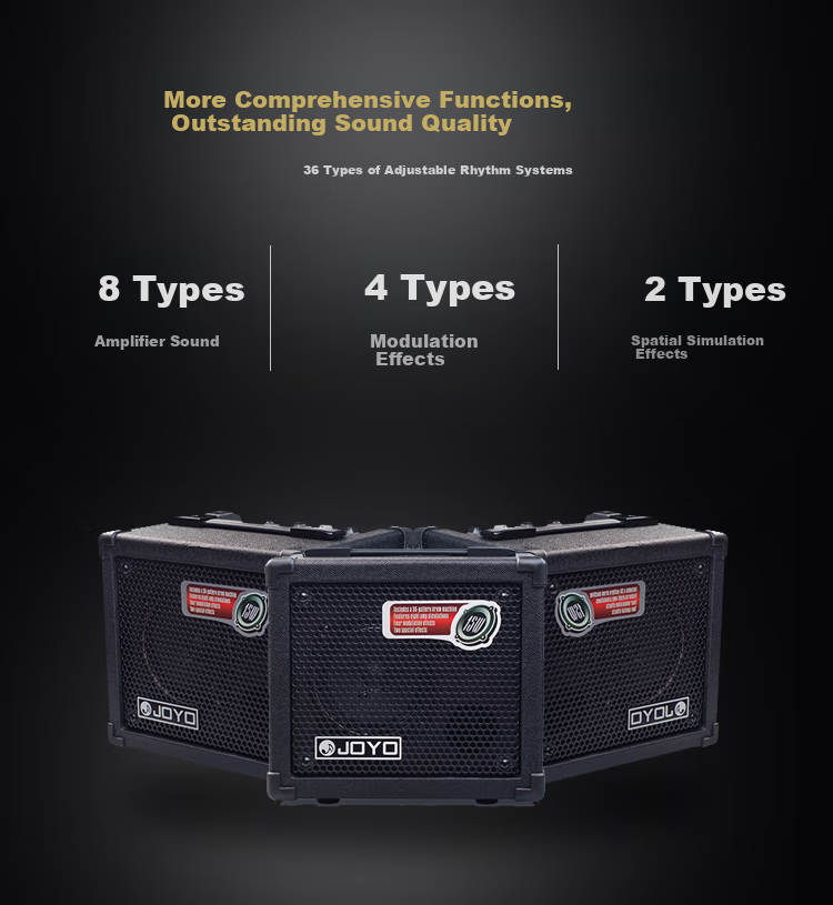 JOYO DC-15 Acoustic-Electric Guitar Amplifier with Effects Pedal, Drum Machine, Rhythm Guitar Practice Portable Speaker 2