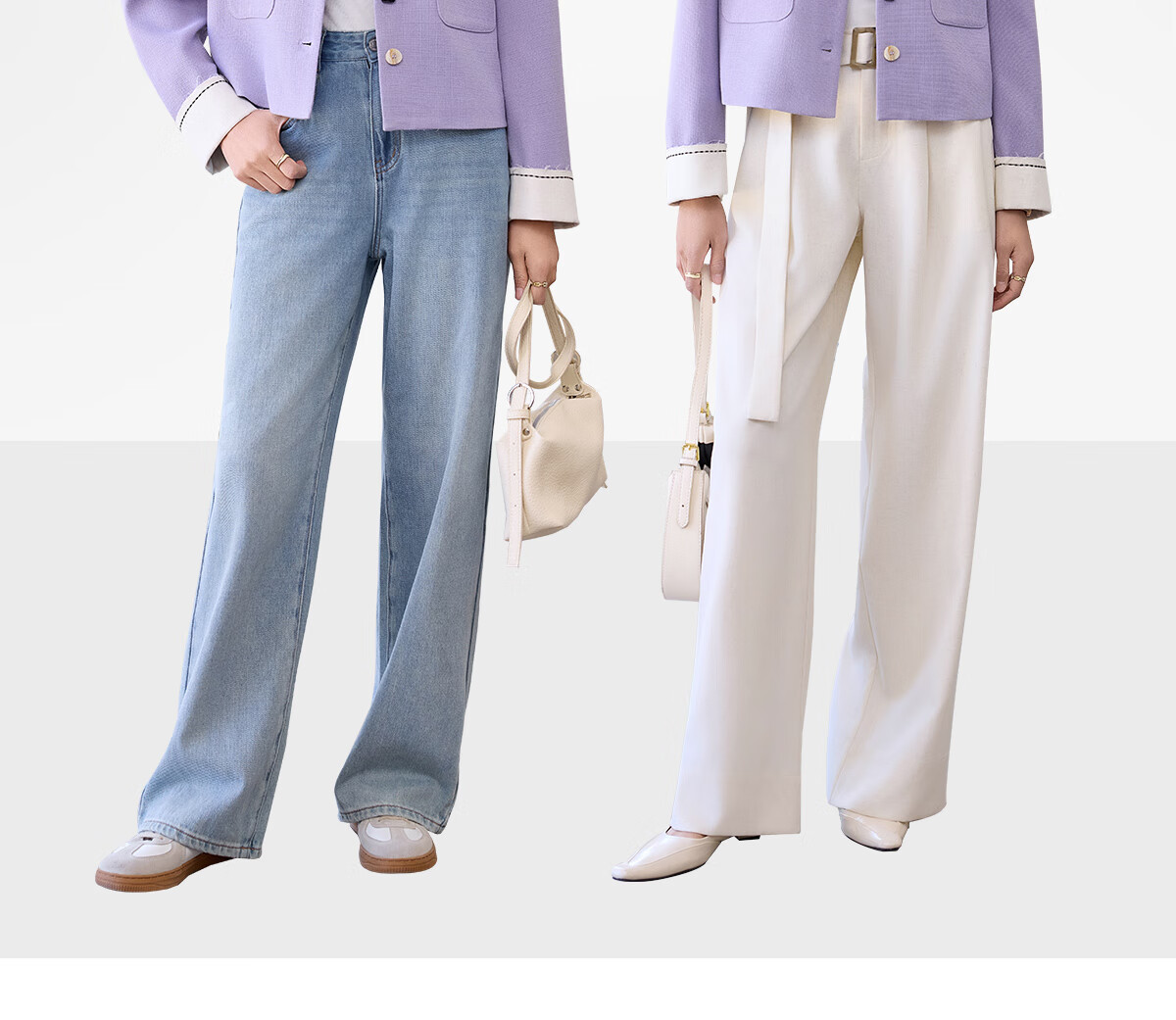 Chushen Women's Short Jacket for Spring And Autumn, Gentle Purple Elegant Chanel-Style Short H-Type Casual Coat for Petite Women S51D035 4