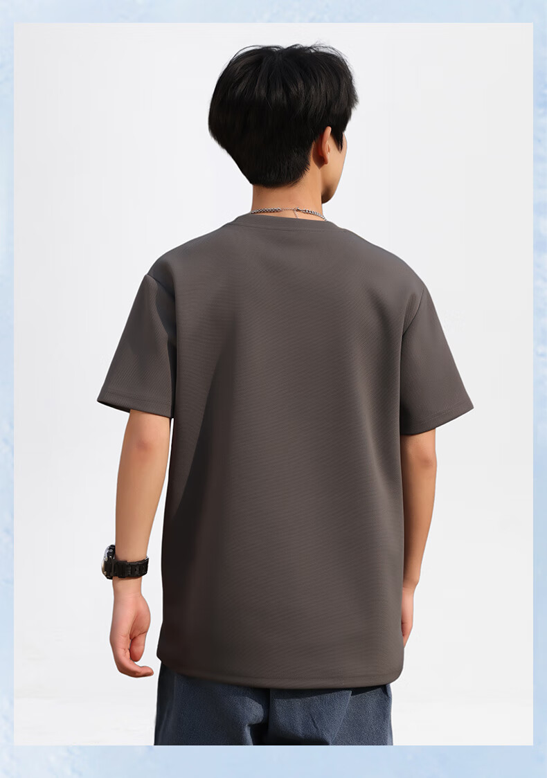 Huili Short-Sleeve T-Shirt for Men, Round Neck, Corn Pattern Print, Summer Undershirt, Loose-Fitting Trendy Casual Top for Me 14