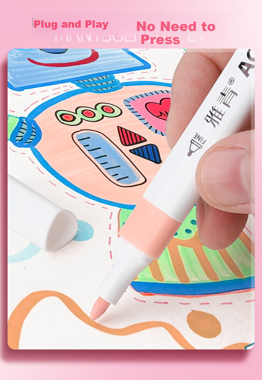 Yaqing Markers, Acrylic Markers for Children, Watercolor Pens, Benxi Markers, Kindergarten And Elementary School Drawing Pens, Stackable Waterproof Colored Pens, 48 Colors Portable Marker Set EC-MD48 Art Sketching 6